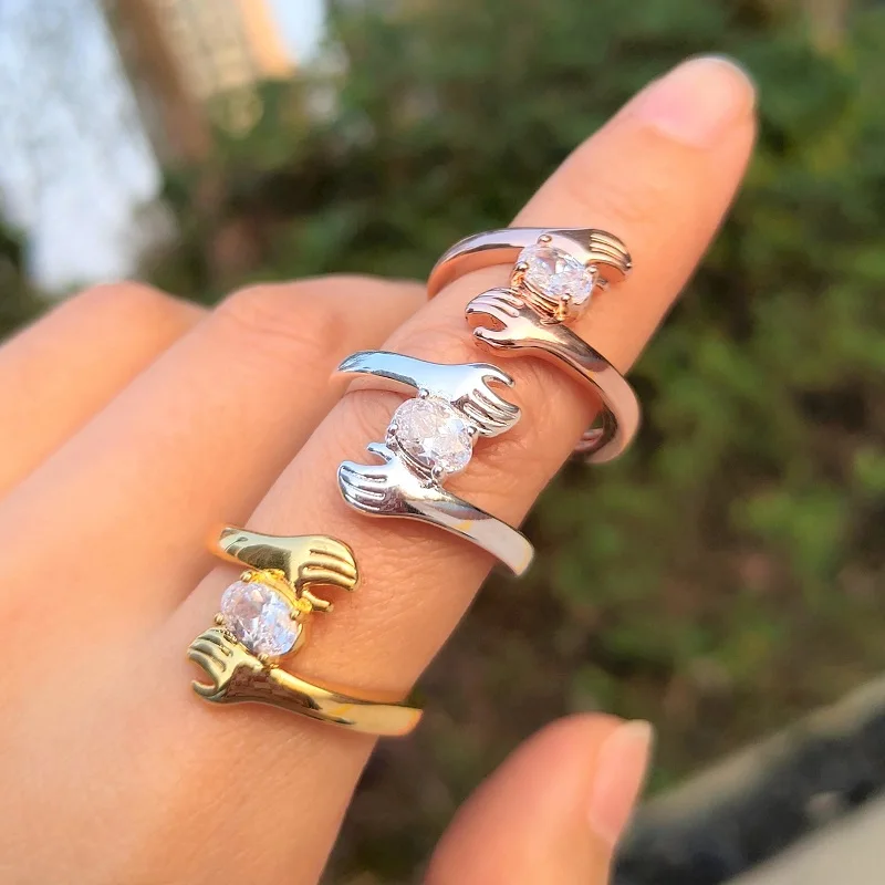 Готические парные обнимающие кольца для рук женщин романтичные обручальные с