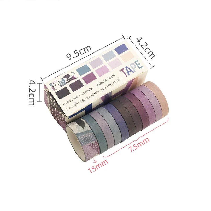 11Pcs 레인보우 Washi 테이프 스크랩북 용품 Washitape 기본 장식 접착 테이프 일기 저널 편지지 Washi 테이프 세트
