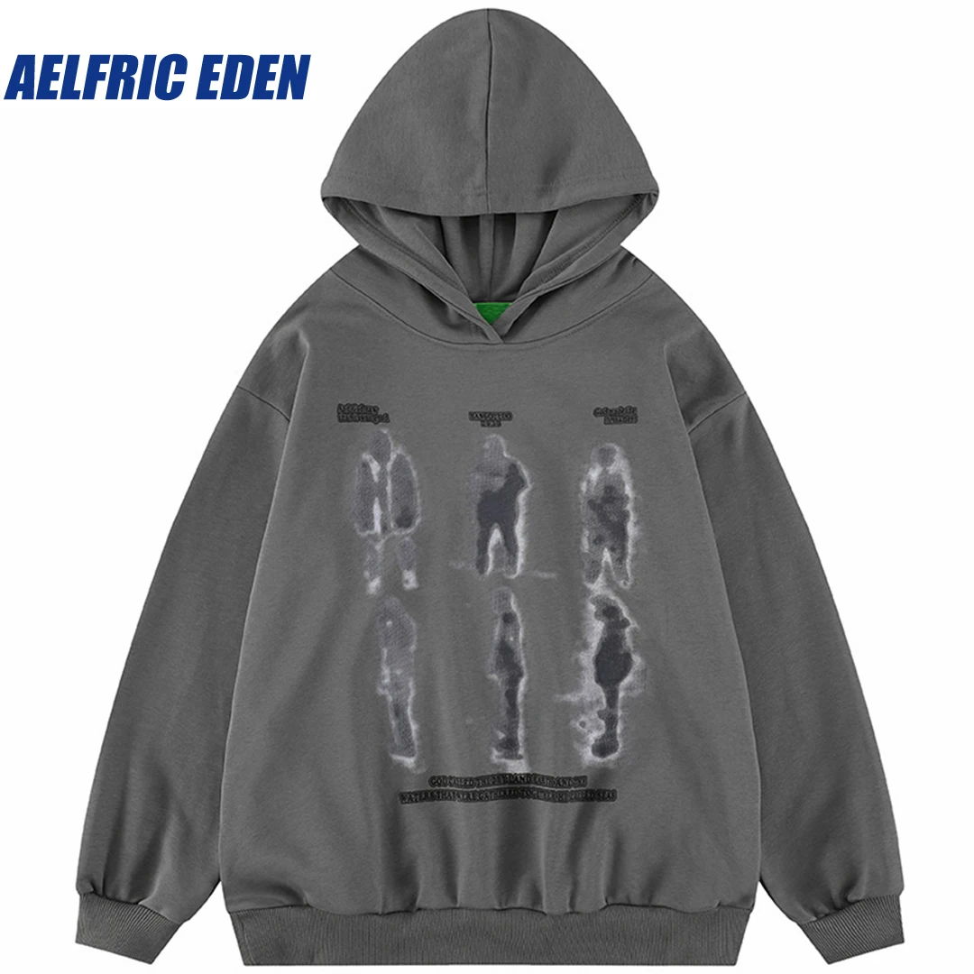 

Aelfric Eden Shadow Graphic Hooded Pullover 2023 Black Hoodie Sweatshirt Men Streetwear Harajuku Retro Vintage Hoodie Hip Hop