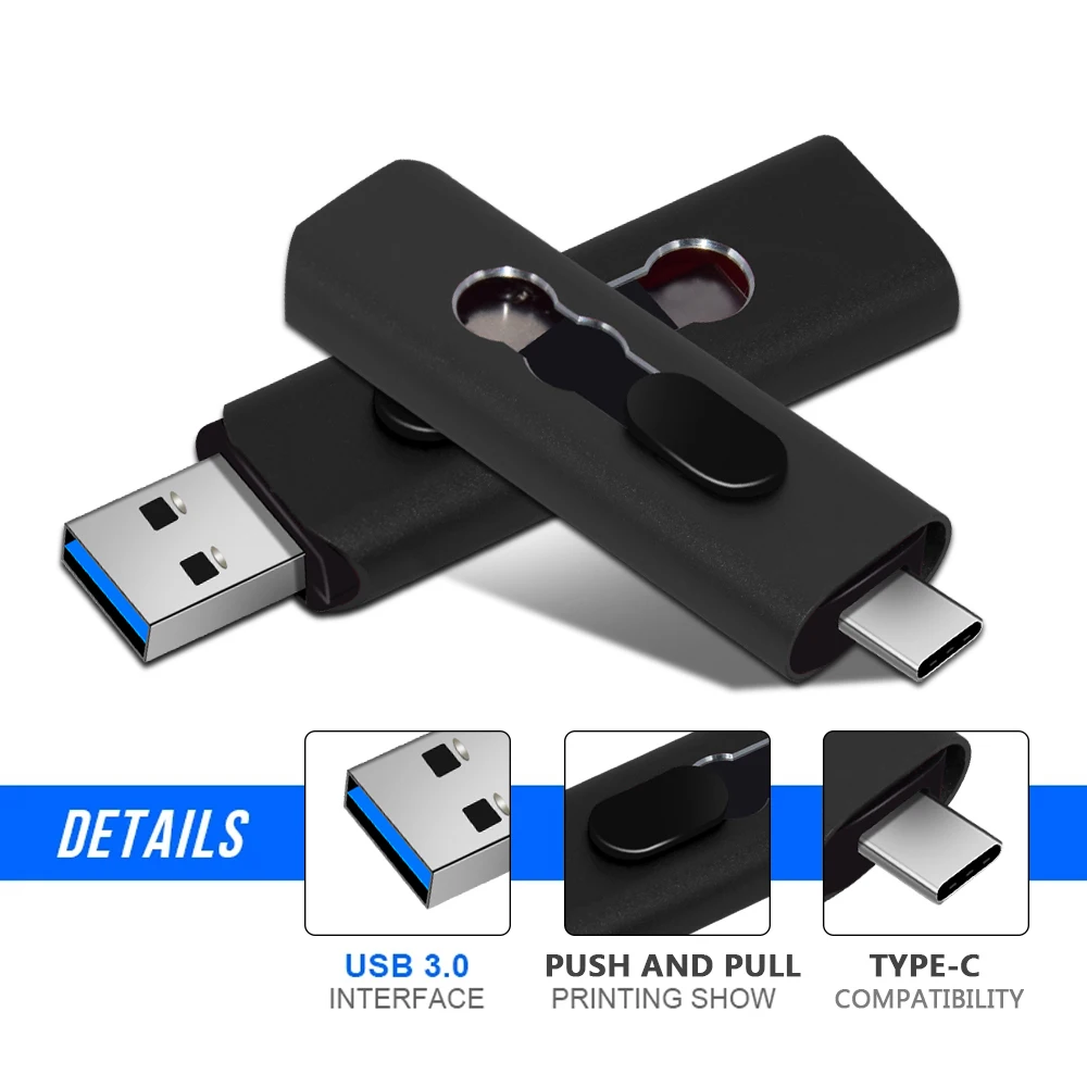 UBS 3.0 OTG USB 플래시 드라이브 64GB 펜 드라이브 3 in 1 타입 C & 마이크로 USB 스틱 3.0 플래시 드라이브 64GB 128GB 펜드라이브 256GB 32GB