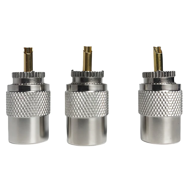 UHF Male Plug &  N-Type Male Plug - Crimp Connector for RG58/RG59/RG6U Coaxial Cable - Gold Plated Brass RF Connector UHF MALE 2
