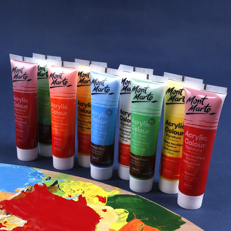 Mont Marte Waterproof Acrylic Paint Set 18/24 Colors 36ml Perfect For  Canvas Wood Fabric Leather Cardboard Paper And Crafts - Acrylic Paints -  AliExpress