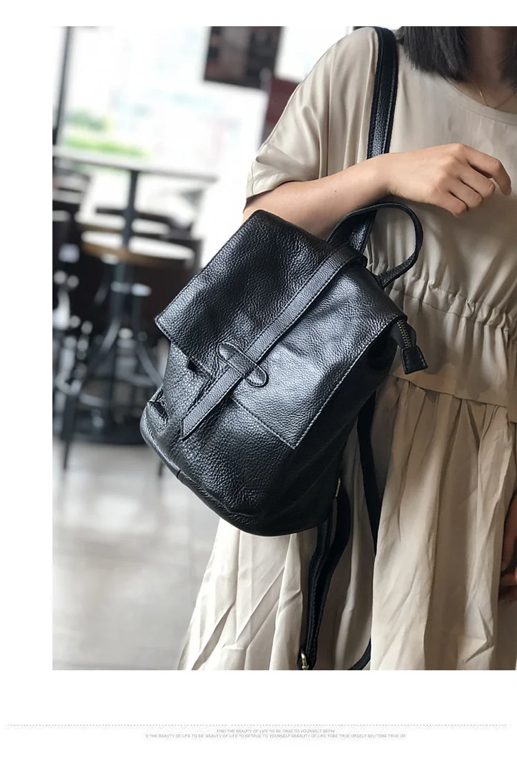 Natural Real Cowhide Women Backpack Vintage Genuine Leather Simple Small Bagpack Travel Soft Mini Cute Bookbags For Girls