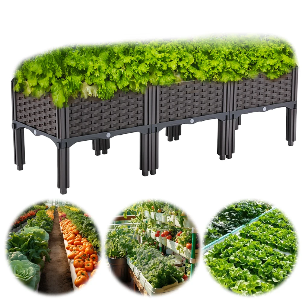 Plastic Raised Garden Bed with Drainage Holes for Patio