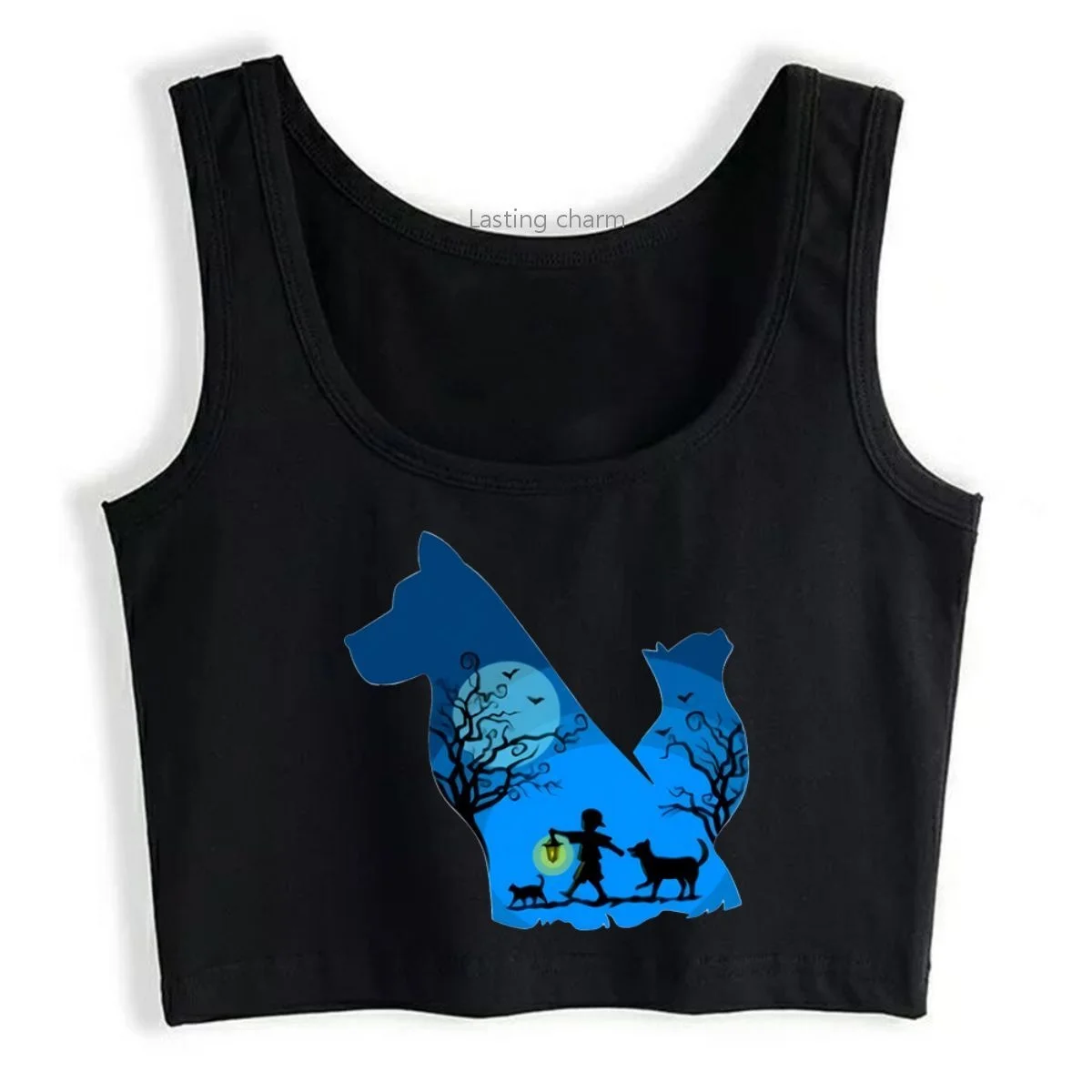 

Dogs cat pets halloween women's crop top