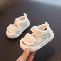Baby Sandals Soft Flexible Little Kids Sport Sandals Summer Baby Boy Girl Beach Shoes Toddler Close-toed Sandals Khaki, White 2