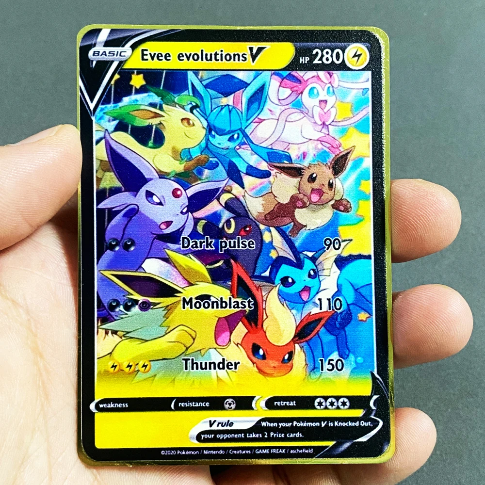 thumbnail image 1 of Metal Cards English Anime Pikachu Charizard Arceus Mewtwo Blastoise Vmax GX V Letters Game Collection Card Kid Toy Gifts, 1 of 5