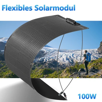 Portable Flexible Solar Panel 100W 16.5V Mono Cell for RV Camping Home Boat Curve Surface Durable Bendable 12V Solar Battery 1