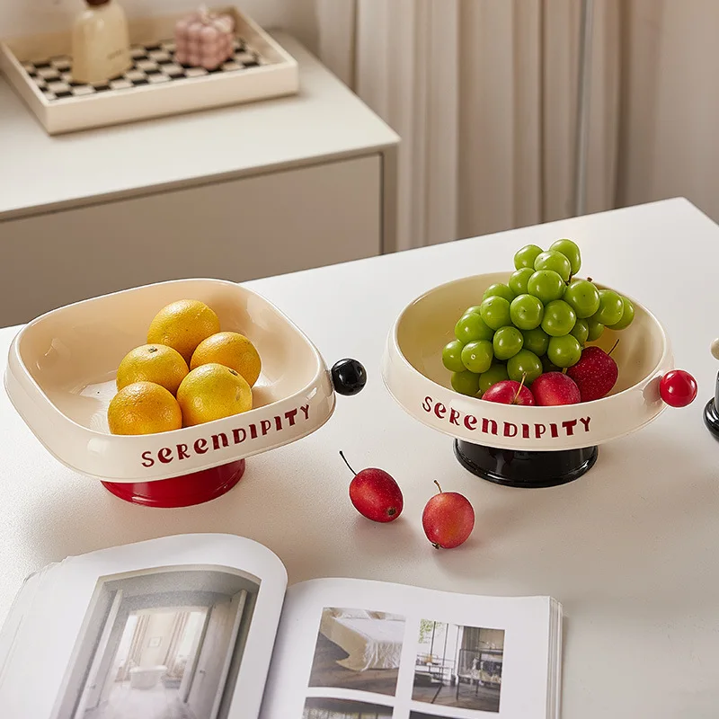 Household High Footed Fruit Tray plastic Snack Placement Tray fruit Basin with Lid high Appearance Multifunctional Storage Shelf