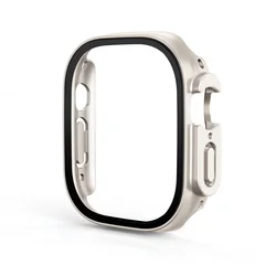 Premium Protective Cover with Screen Protector for Apple Watch Ultra - 49mm Tempered Glass and Durable Case Accessories (Starlight 28)