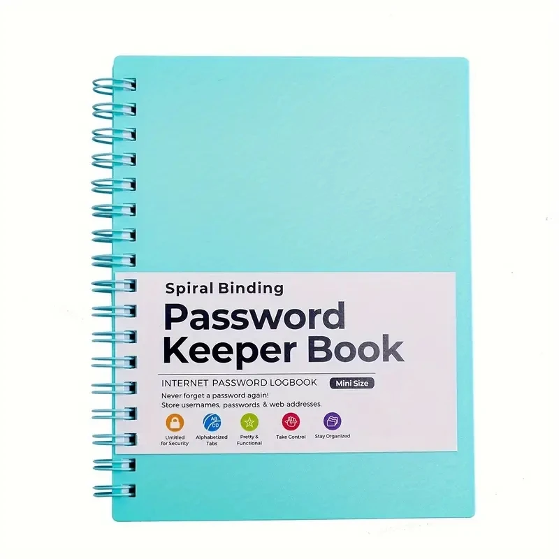 Compact Spiral Password Keeper Notebook - Secure & Organized Writing Pad