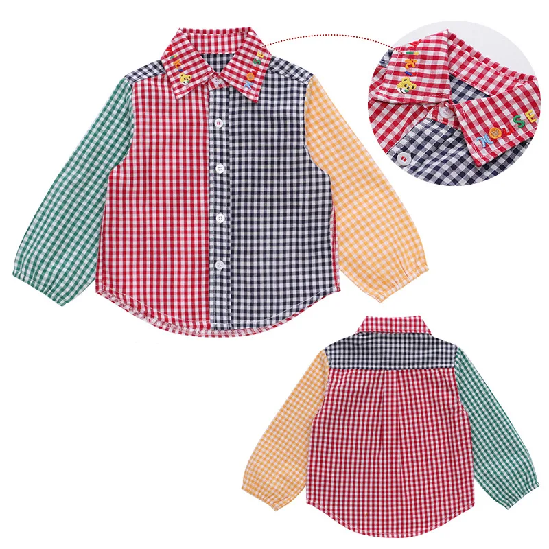 

Детские рубашки с мультяшным рисунком, рубашка с отложным воротником и длинным рукавом для мальчиков, рубашки, Camisa, детские блузки, блузка для девочек, корейские детские топы