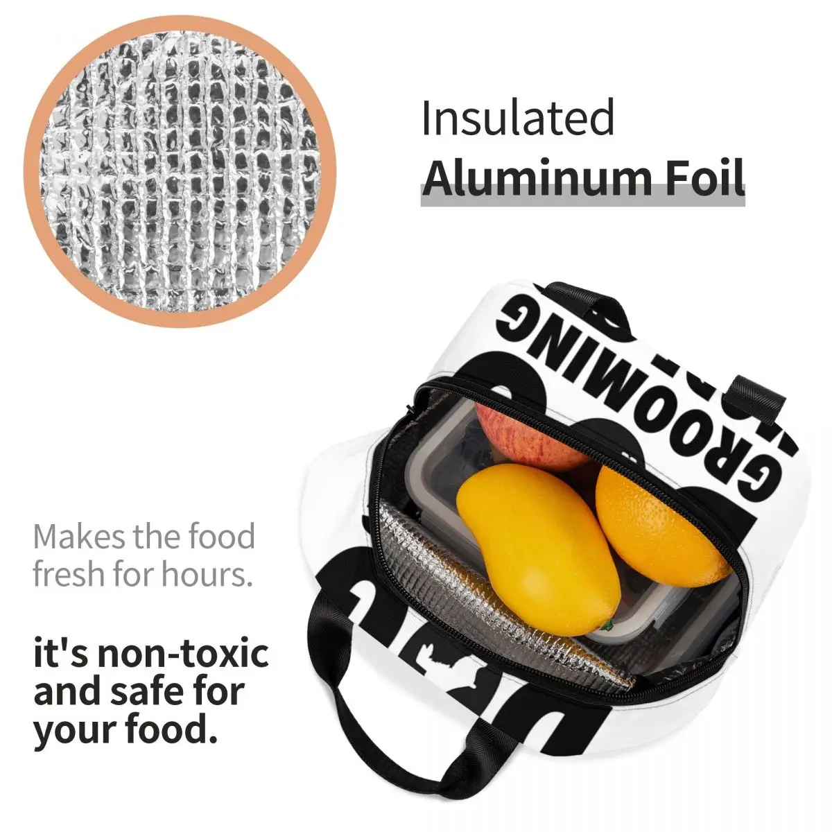 Dog Grooming Mode On Funny Cute Pet Dog Groomer Insulated Lunch Bag for Women Portable Thermal Cooler Lunch Tote Picnic Travel