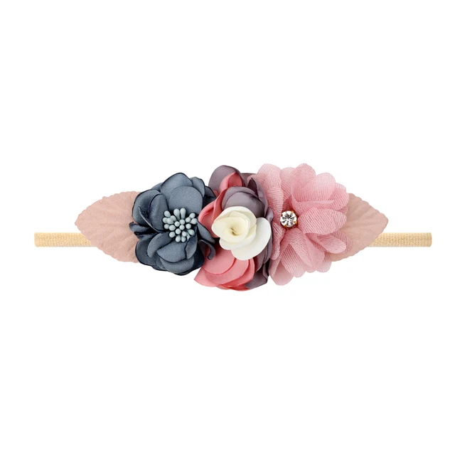 Pearl Lace Artificial Flower Headband Newborn Headband for Baby Girl Handmade Hairband Hair Accessories резинки для волос детям 19