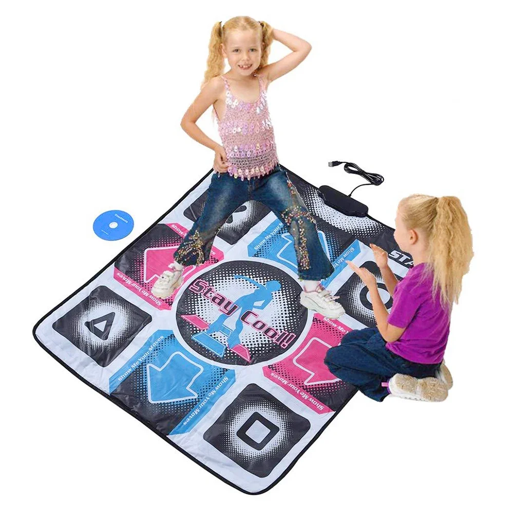 Dance Mats USB Wired Dance Mats Non-Slip Dancing Pad Foot Print Moves Step Arcade Game Fitness Dancer Blanket for PC Laptop Video Games