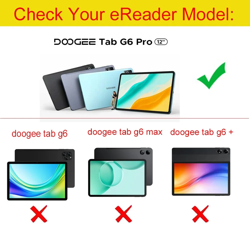 Funda Case For DOOGEE TAB G6 Pro Case ,12" Inch Tablet PC PU Leather Two-fold stand Case Cover with Hand Strap ,Pencil Holder - 2