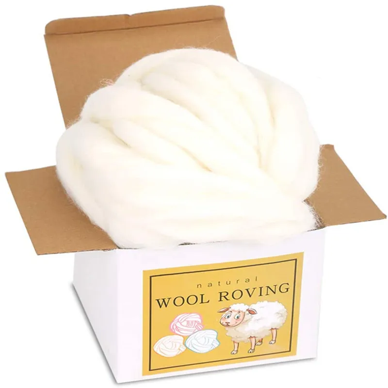 IMZAY 8.82oz Wool Roving Bulk Super Wool Chunky Yarn Roving Top For Hand Spinning Felting Weaving And DIY Craft wool roving yarn
