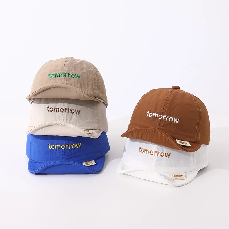 

Tomorrow Letter Embroidery Baby Baseball Caps Spring Summer Soft Brim Peaked Hats For Boy Girl Soft Cotton Outdoor Kids Sun Hats