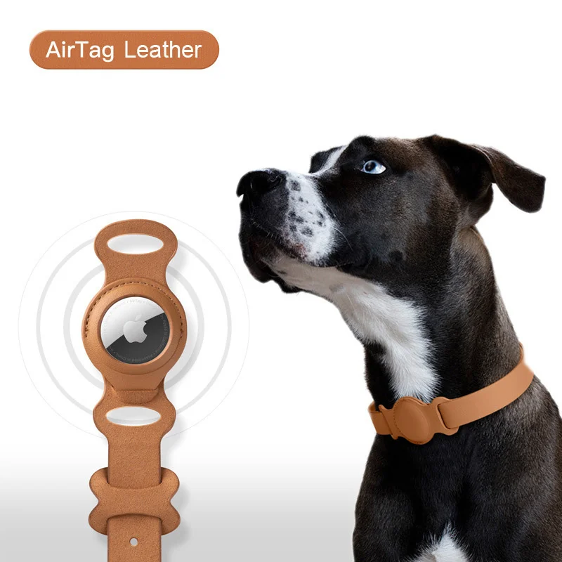 Collar ajustable de cuero para mascotas, rastreador de ubicación de Apple  Airtag, perro y gato, antipérdida, funda AirTag, Collar de ubicación Airtags