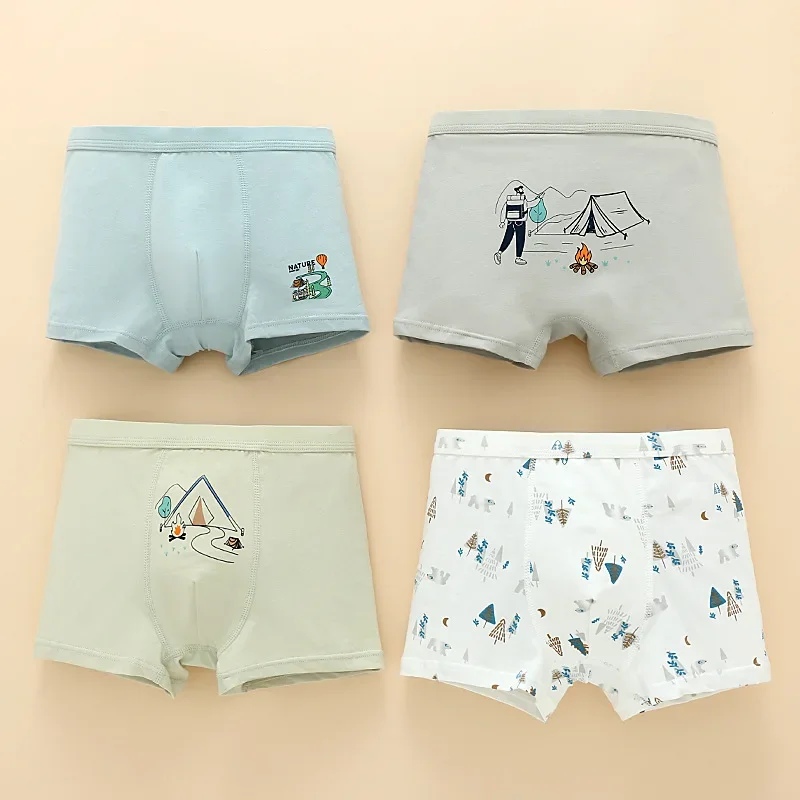 thumbnail image 1 of Calzoncillos tipo bóxer de algodón puro para niños, de cintura media, ropa interior para niños, calzoncillos cómodos y transpirables, 1 of 5