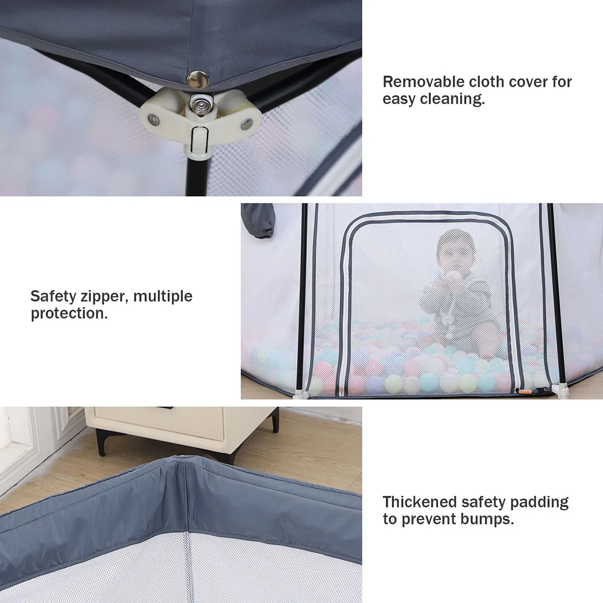 UBRAVOO Baby Playpen, Foldable Hexagon, Upgraded Sturdy Safety Playyard for Toddlers,Soft Breathable Mesh,Outdoor&Indoor,HEXA606