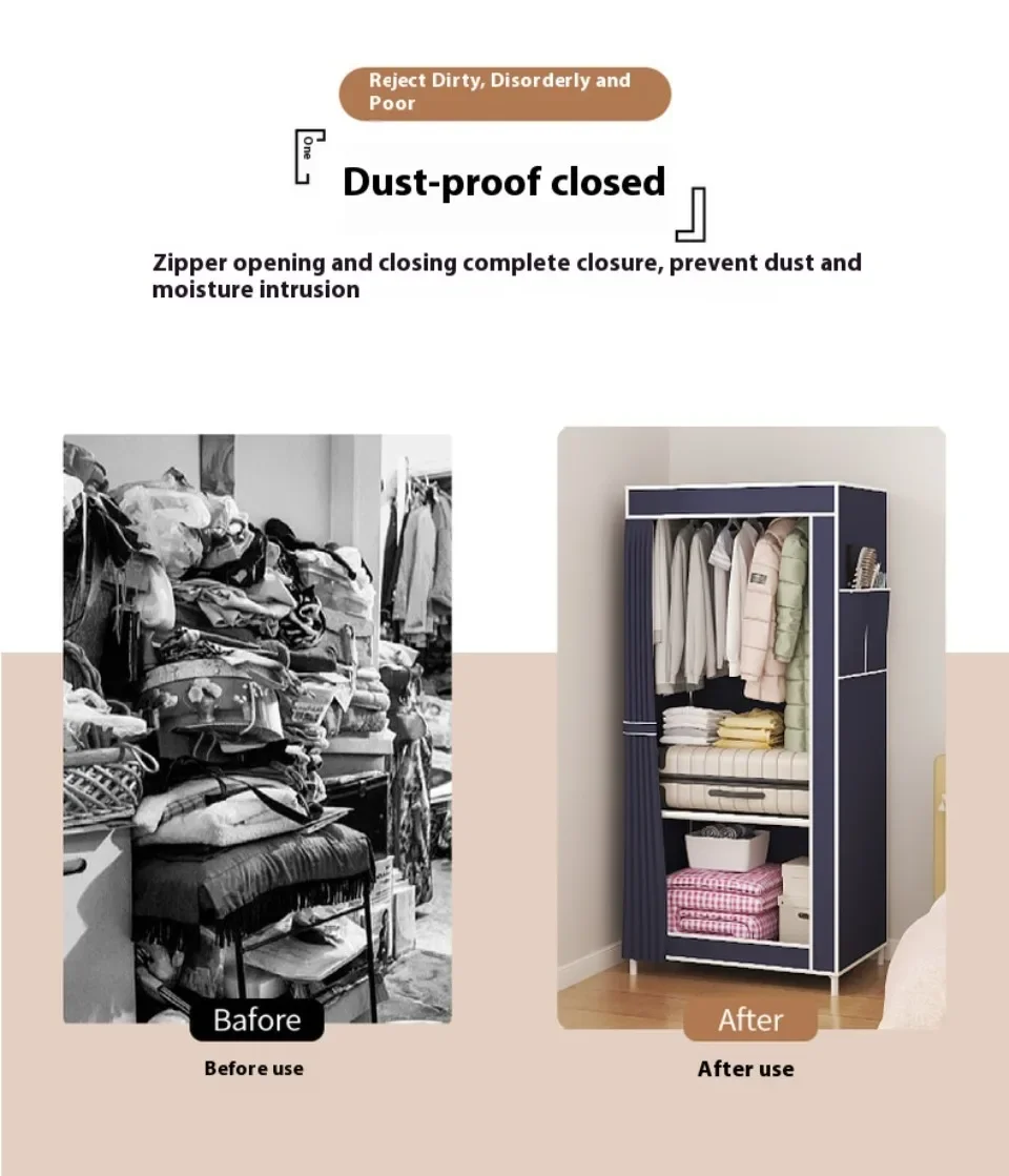Description Picture 4 of itemDIY Non-woven Folding Portable Storage Furniture Wardrobe Cupboard Simple and Modern Storage Cabinet Bedroom Furniture Wardrobe