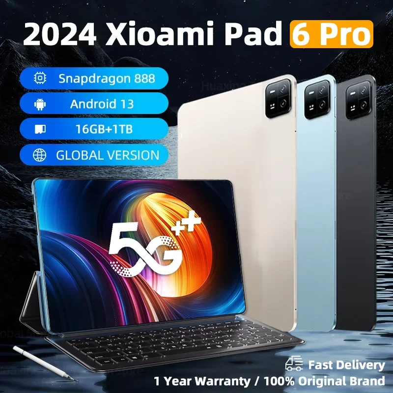 Mi Tab-Tableta 6 Pro versión Global Original, Snapdragon 2024, 16GB + 1TB, Android 13, 11 pulgadas, PC, 5G, Tarjeta SIM Dual, pantalla HD 4K, 888