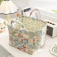 Pastoral Style Fabric Storage Basket Stackable Washable Sundries Storage Organizer Foldable Underwear Debris Organizing Frame 1