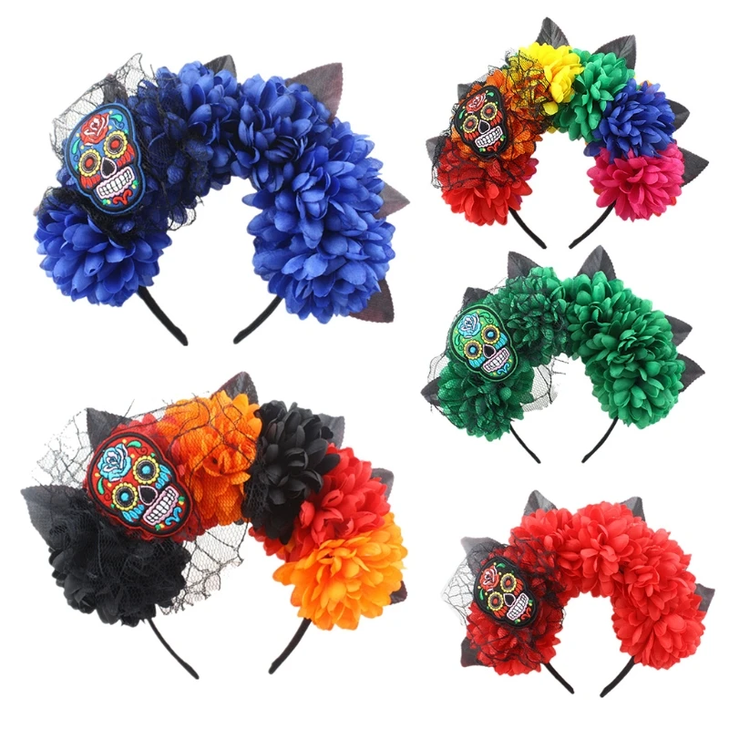 

Halloween Flower Headwear Lace Skull Pattern Carnival Masquerade Party Supplies