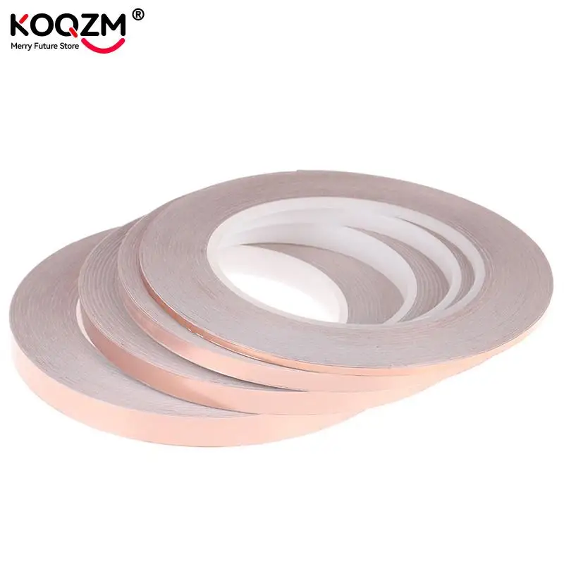 

30M Single Side Conductive Copper Foil Tape Strip Adhesive EMI Shielding Heat Resist Tape 3mm 6mm 8mm 10mm