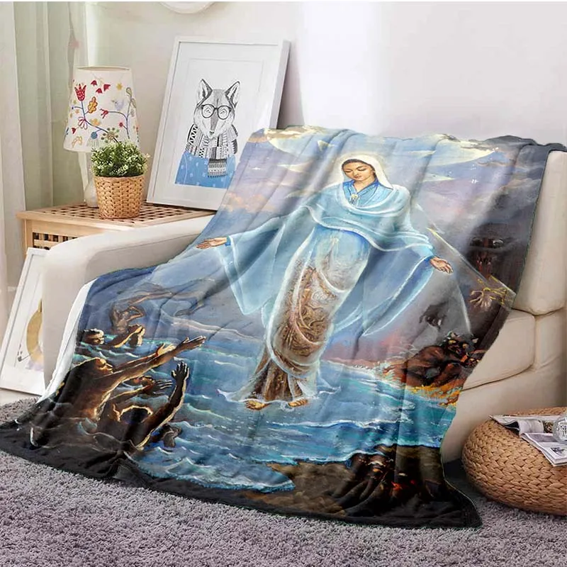

Одеяло, пушистое легкое Флисовое одеяло, одеяло, мягкое теплое удобное покрывало, украшение для спальни, Дева Мария и ребенок, Фланелевое
