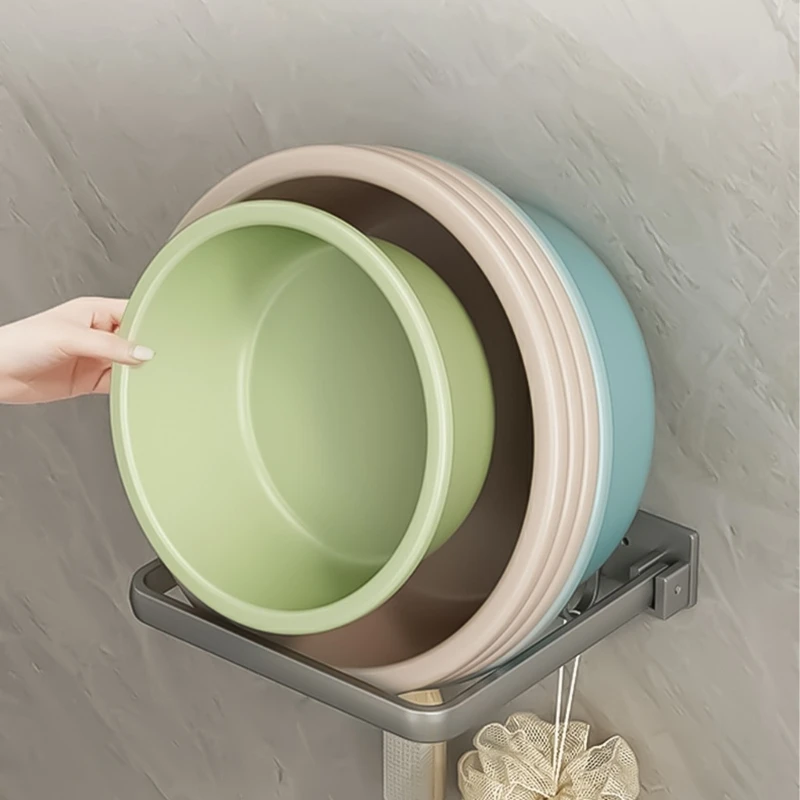 Description Picture 6 of itemAluminum Bathroom Washbasin Shelf with Folding Designs Wall Mounted Brackets Dropship
