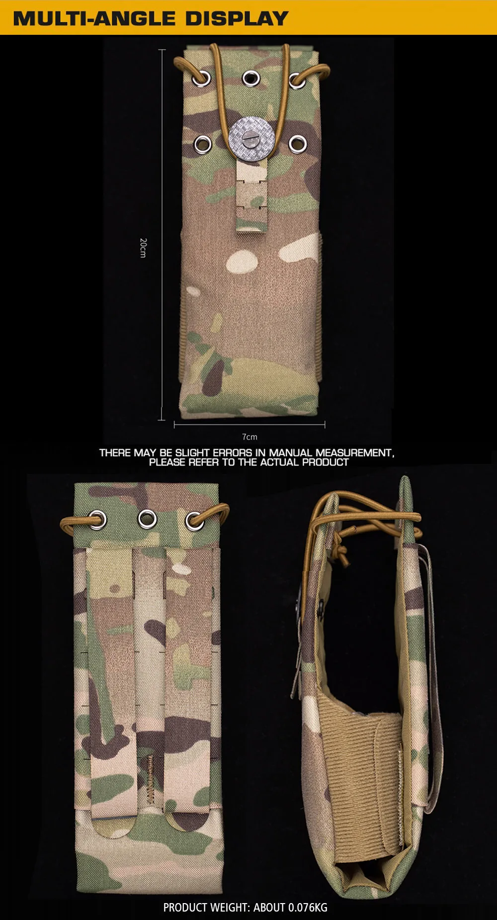 Description Picture 3 of itemUniversal Radio Pouch F Style MPU5 PRC Tactica Walkie Talkie Pouches Waist Belt Molle Bag Portable Interphone Carry Pack