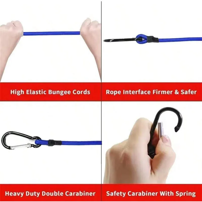 30-150cm Tent Fixed Elastic Rope Hiking Camping Rope Elastic Rope Lightweight Driving Luggage Tether Outdoor Accessories