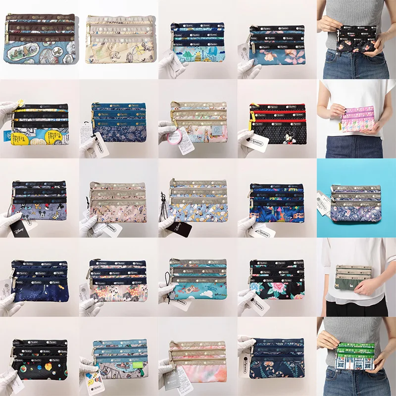 

lesportsac Three Zipper Makeup Bag Animal Mickey Mouse Dog Cat Leopard Print Fish Bear Rabbit Flower Multiple Styles Coin Purse