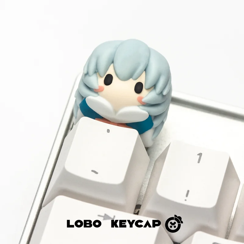 Cute Kawaii Neon Genesis Evangelion Keyboard Keycaps - Creative Cartoon Design Holiday Gift