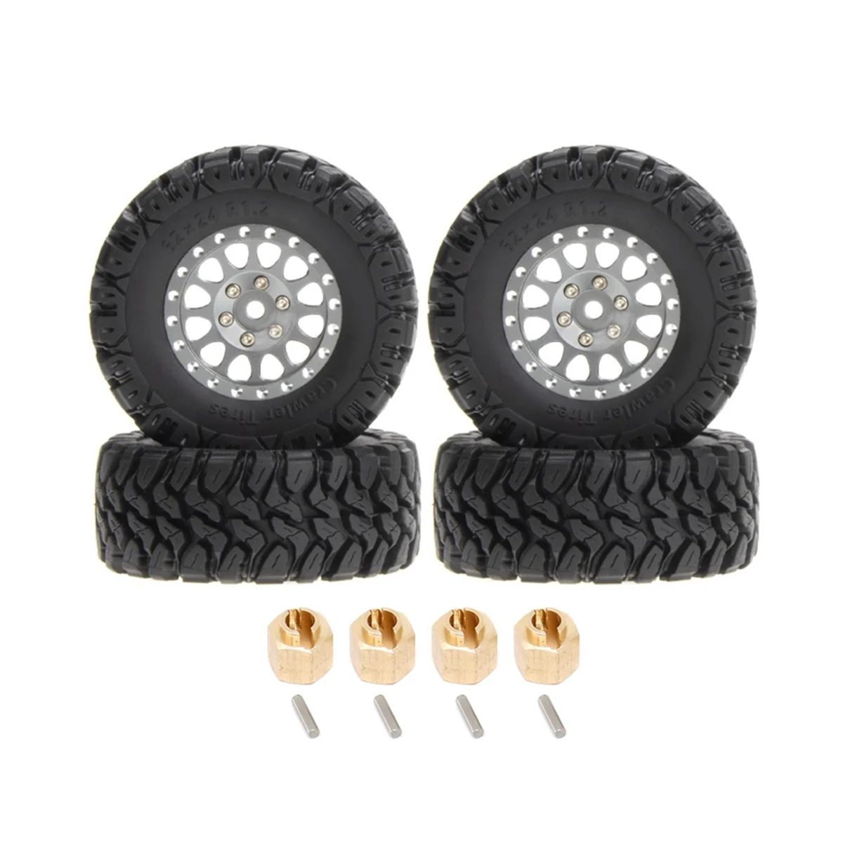 

4 шт. 62x24 мм, 1,2 дюйма, металлический замок, обод колеса, набор шин для 1/18 1/24 RC Crawler Car TRX4M Axial SCX24 AX24 FCX24,4