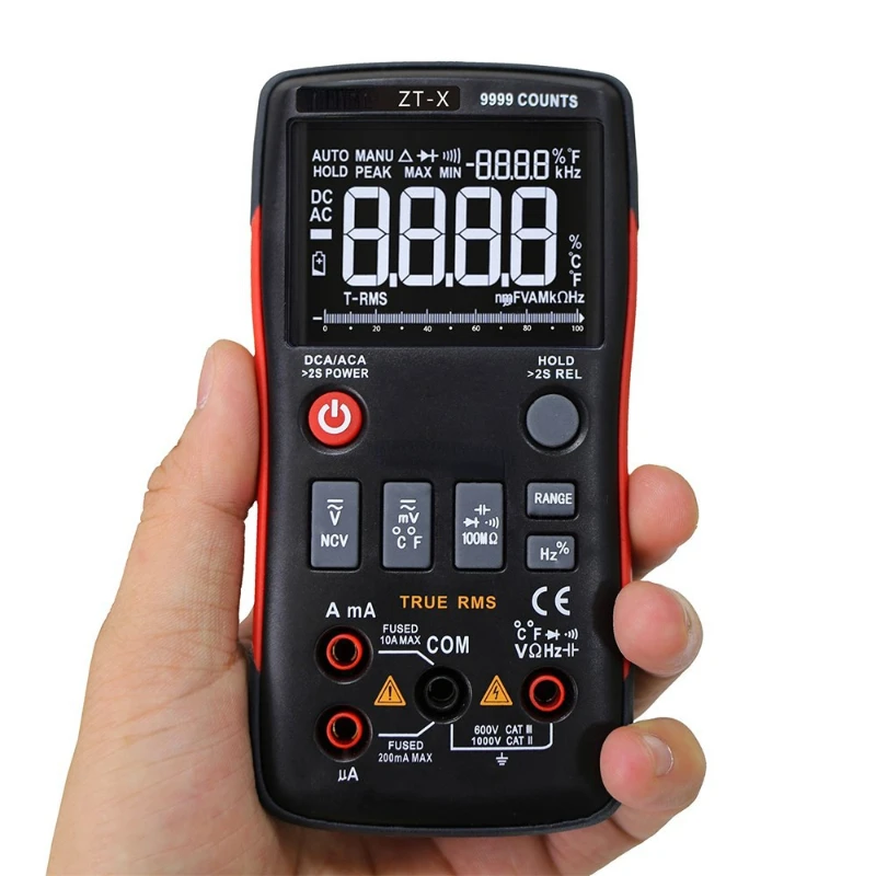 

ZT-X Push-up Digital Multimeter with Analog Bar HD Three Display 9999 Words