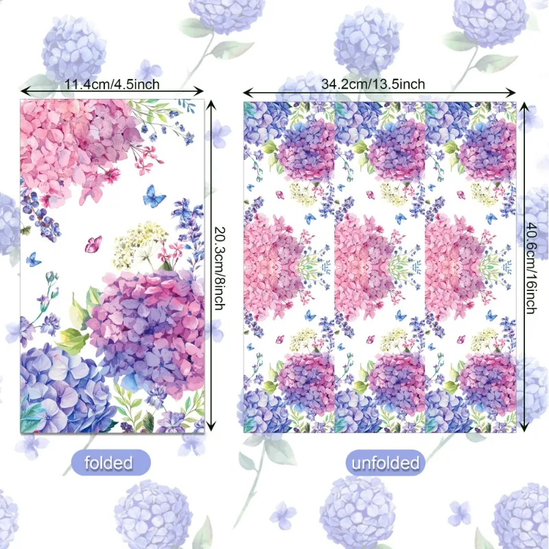 20pcs/Pac 34.2*40.6cm 2-Ply Hydrangea Flower Printed Long Paper Napkins Party Paper Placemats Decorative Napkins