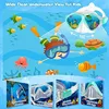 Snorkel Set, Mask Fins Snorkeling Gear for Anti-Fog Swim Goggles 180 Panoramic View Dry Top Snorkel and Dive Flippers Combo wit
