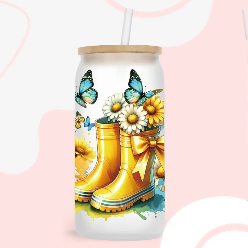UV DTF Transfer Sticker butterfly Bows For The 16oz Libbey Glasses Wraps Bottles Cup Can DIY Waterproof Decals D19634