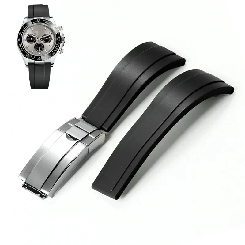 Cinturino In Gomma Da 20Mm Per Rolex Black Water Ghost Green Submariner Daytona Men Diving Strap Fibbia A Farfalla In Acciaio Inossidabile