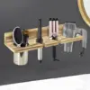Hair Blow Dryer Holder Storage Stand No Drill Wood Wall Mount Hair Tool Organizer Blow Dryer Hanger for Curling Iron Dresser 1