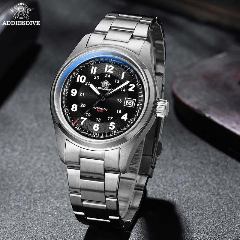ADDIESDIVE 39mm Men's Watch 20Bar Diver Sapphire Crystal 316L Stainless Steel BGW9 Super Luminous Automatic Mechanical Watches