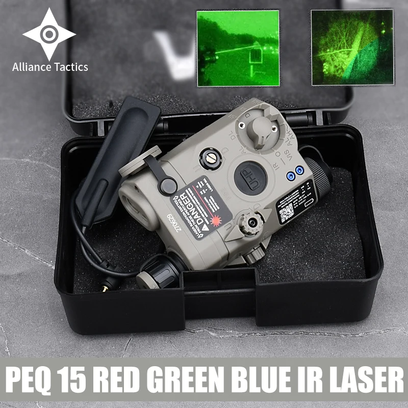 WADSN PEQ-15 Style Airsoft Laser & Flashlight Combo - Red/Green/Blue/IR Laser With Pressure Switch