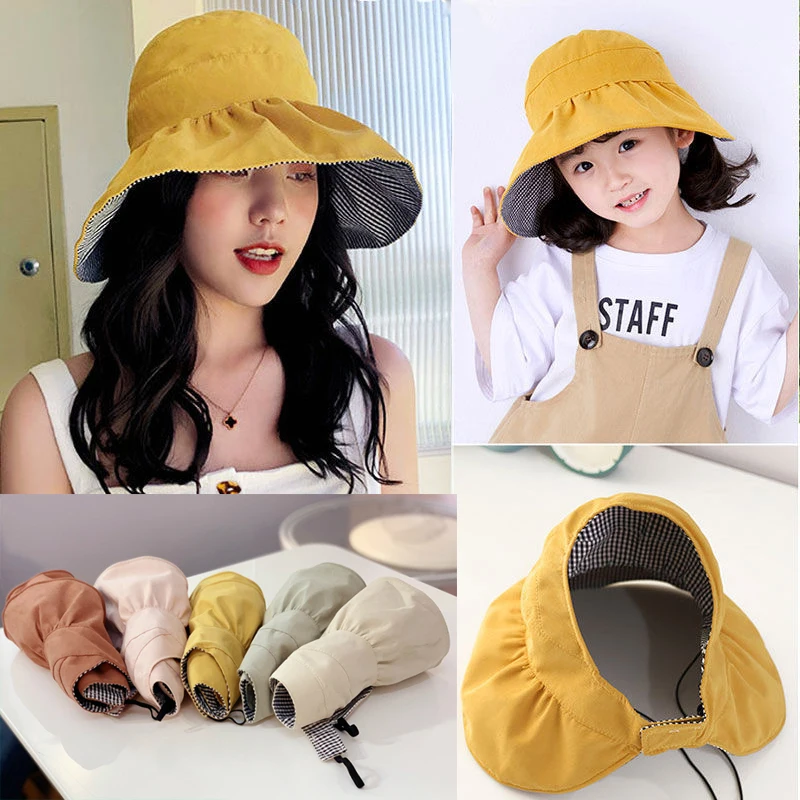 

Новинка солнцезащитный козырек пустой верх складная шляпа для улицы Путешествия Женский ребенок Лето и Осень солнцезащитный козырек для солнца УФ Кепка