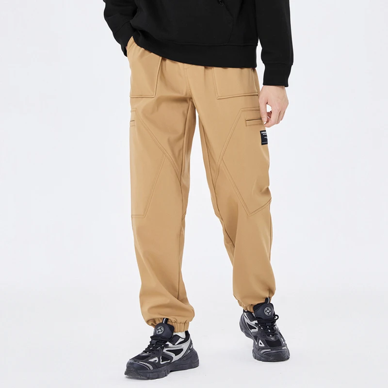 Mens sports pants Semir men winter loose drawstring three-proof sports velvet pants