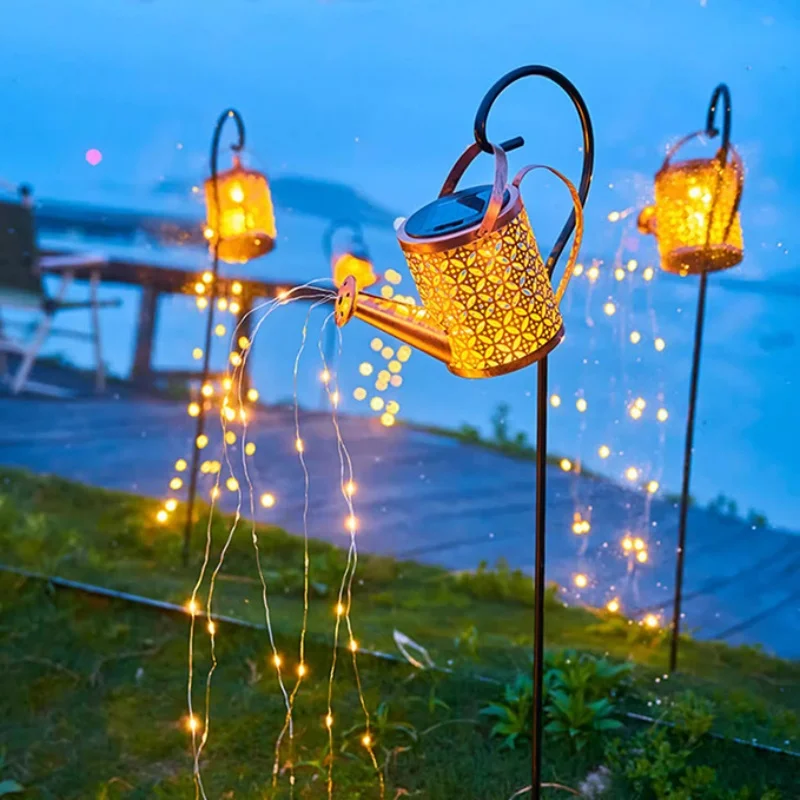 Solar Watering Can with Lights Outdoor Garden Decoration