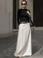 UOOZEE Office Lady Formal Solid Color H-line Skirts 2025 New Spring Summer High Waist Casual Elegant Long Skirt For Women - Image 3