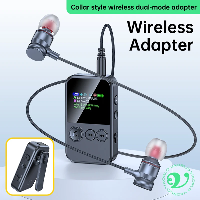 블루투스 6.0 오디오 수신기 송신기 멀티포인트 컬러 LED 디스플레이 3.5mm AUX TF HIFI 음악 비행기 무선 어댑터(마이크 포함)
